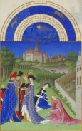 Month April with Zodiac Sign from the 15th century book of hours 'Très Riches Heures' Month April with Zodiac Sign from a Book of Hours